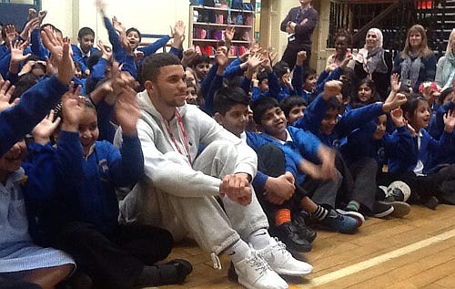 Three cheers for Nahki: star pays school a visit