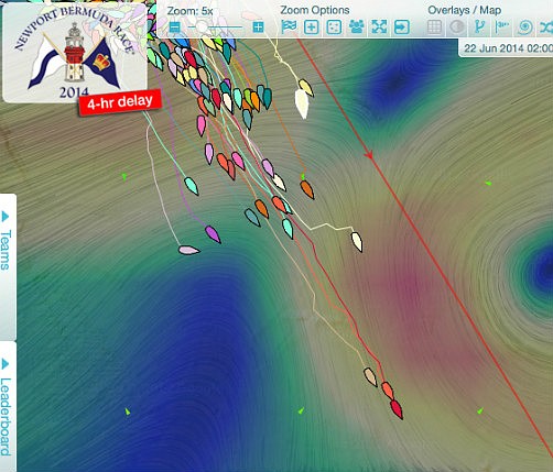 Newport to Bermuda: Back of fleet drifts hard right, leaders riding high