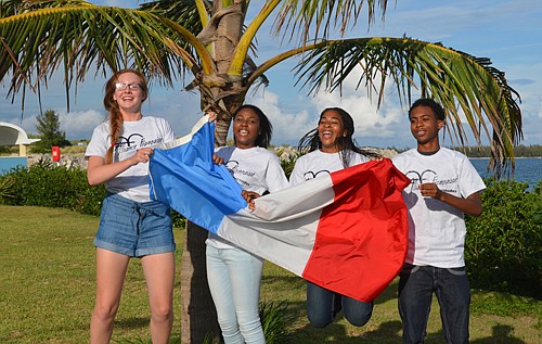 Four young students en route to France to study French