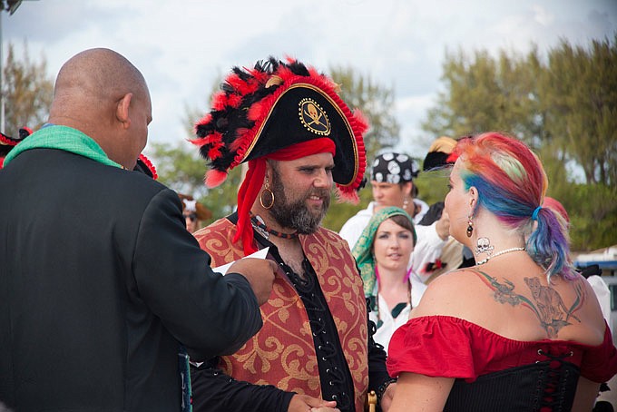 Lori Robinson and Dan Guerrard celebrated their nuptuals on Saturday 12th July with a pirate-themed wedding at Spanish Point Boat Club. *Photo by Gary Foster Skelton