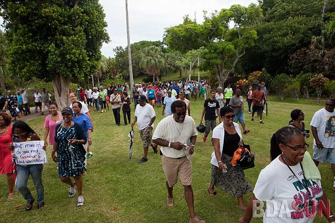On Tuesday 15th July, the Progressive Labour Party lead a march on Government House following Governor George Fergusson's decision not to set up a Commission of Inquiry to investigate historical land purchases.