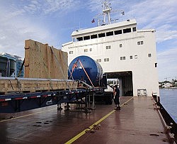 Water plant is shipped in for condo housing project